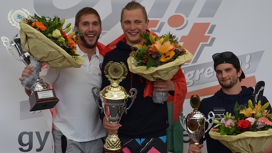 Mischa Gasser (rechts) mit Sieger Stanislau Hladchenko und Anton Kushnir.
