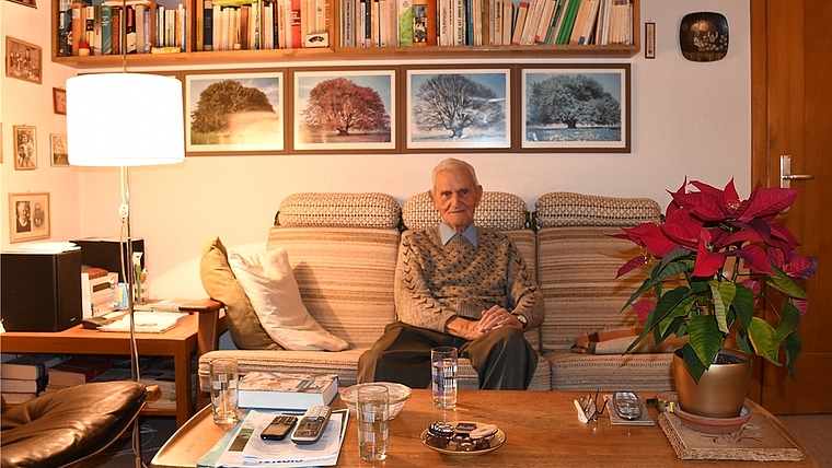 Er lebt, und lebt – und lebt: Ernst Bitzer wurde am 11. Januar 1919 geboren. Am vergangenen Freitag wurde er 100 Jahre alt.<em> (Bild lhä)</em>