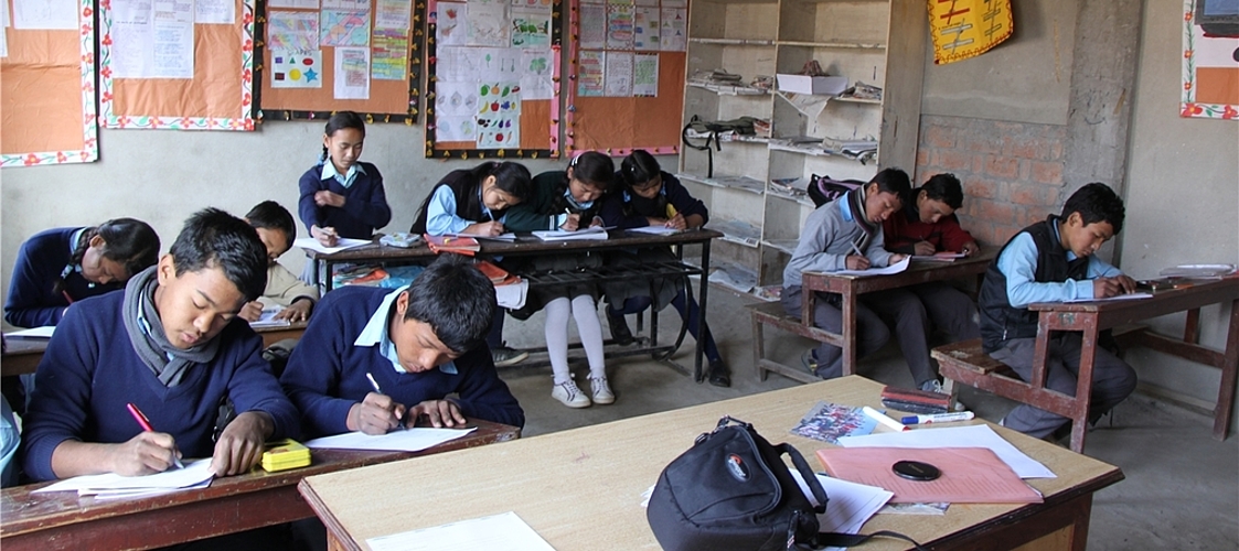 Eine 6. Klasse der Sunshine School in Kathmandu.

