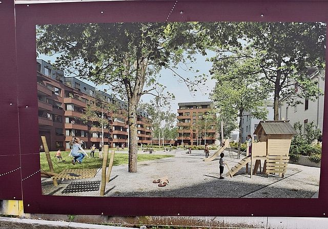 Leben naht – einmal mehr! Visualisierung, wie sie derzeit an einer Bauabsperrung beim Schönbächler-Areal zu sehen ist.