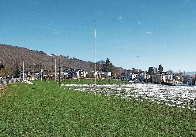 Die Baugespanne des Projekts «Rauchmatt» an der Rifferswilerstrasse. (Bilder Marianne Voss)