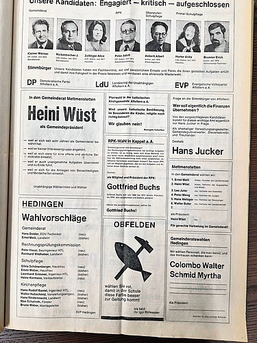 In den 90er-Jahren wurden noch ganze Seiten im «Anzeiger» mit Wahlpropaganda gefüllt. Ein Traum für jeden Verlagsleiter. In den 90er-Jahren wurden noch ganze Seiten im «Anzeiger» mit Wahlpropaganda gefüllt. Ein Traum für jeden Verlagsleiter. (Bilder Archiv «Anzeiger»)