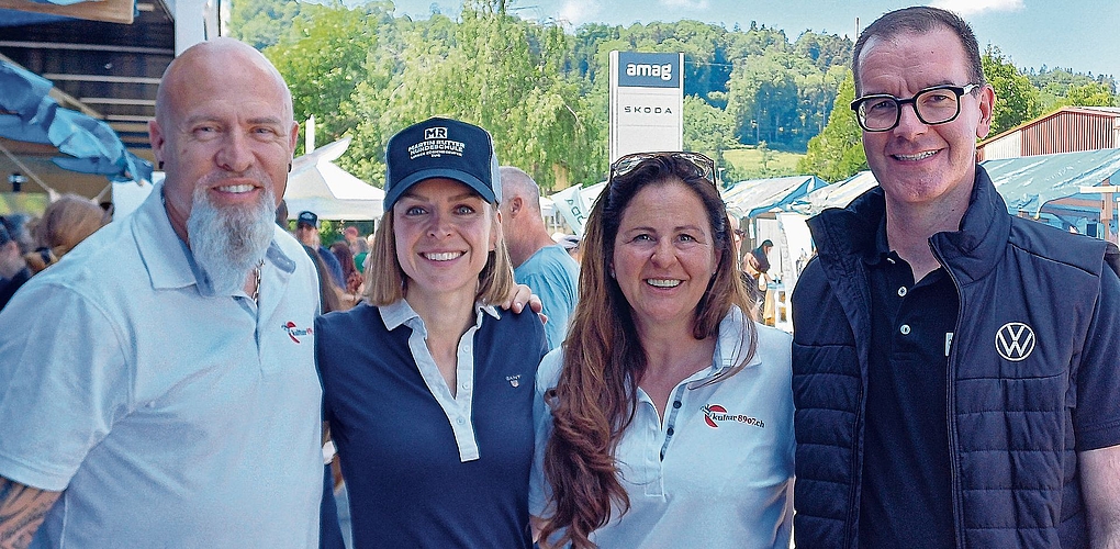 Die «Macher» des Marktes «Rund um den Hund»: Remo Harley Buob, Kultur8907.ch, Hundetrainerin Martina Bašista, Nathalie Buob, Alexander Blattert, Amag. (Bilder Regula Zellweger)