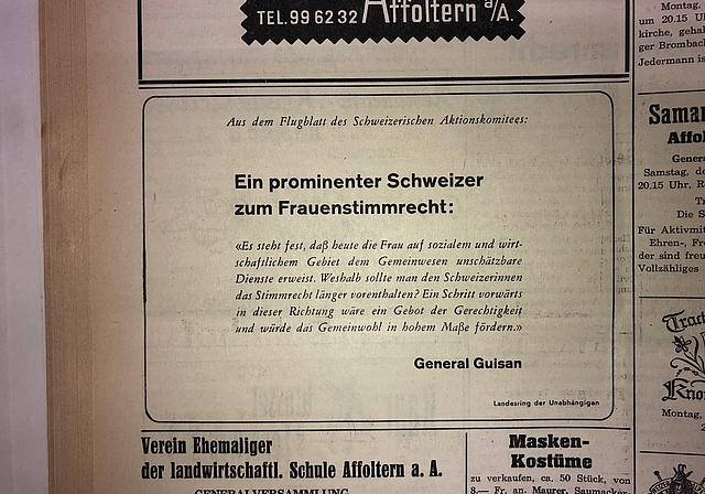 Vor dem 1. Februar 1959 warb General Guisan noch vergebens für ein Ja.