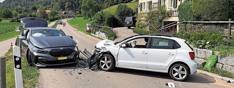 Die Unfallstelle auf der Reppischtalstrasse. Im Hintergrund der Weiler Türlen. (Bild Kapo ZH)
