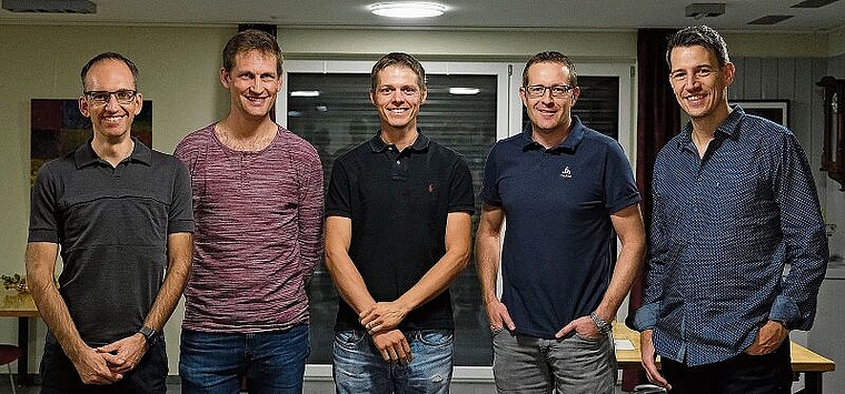 Der Vorstand des neu gegründeten MTB-Clubs Oberamt von links: Präsident Cyrill Rüttimann, Vize Lukas Baur, Johannes Riebl, Raphael Brun und Thomas Schneiter. (Bild Martin Platter)