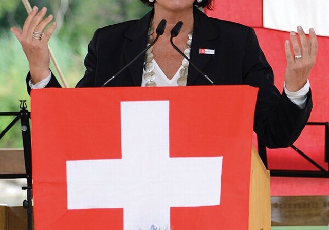 Doris Leuthard plädiert für Eigenverantwortung und Solidarität zwischen den Bevölkerungsgruppen. (Bild Erika Schmid)