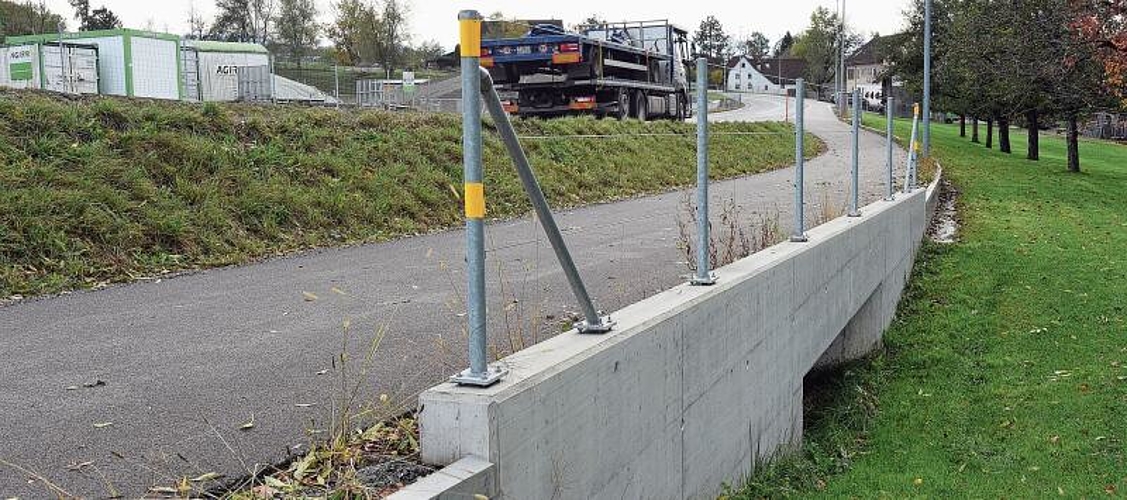 Die vorbildliche Verkehrsführung für die Kröten mit Unterführungen entlang des Autobahnzubringers kontrastiert mit der Ortsdurchfahrt Rickenbach, auf der eine Querung für den Fussverkehr fehlt. (Bilder Bernhard Schneider)