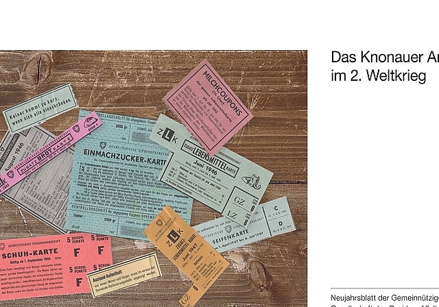 Bunte Rationierungsmarken auf dem Titelblatt des aktuellen Neujahrsblattes der GGA. (Bild zvg.)