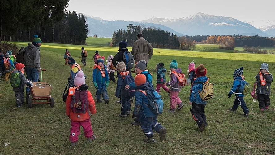 Der Kindergarten-Weg beinhaltete auch die Aussicht auf die Rigi.