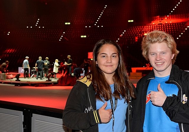 Erstmals wurden die beiden Säuliämtler Nachwuchssportler der Vorjahre, Judoka Aline Erni und Ski-Freestyler Luca Schuler, zur Teilnahme am Super10Kampf der Schweizer Sporthilfe ins Hallenstadion eingeladen. (Bild Martin Platter)