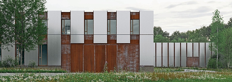 So soll der Erweiterungsbau des Sammlungszentrums in Affoltern eines Tages ausehen. Derzeit ist ungewiss, wann der Baustart erfolgt. (Visualisierung Zimmermann Sutter Architekten AG/indievisual.ch)