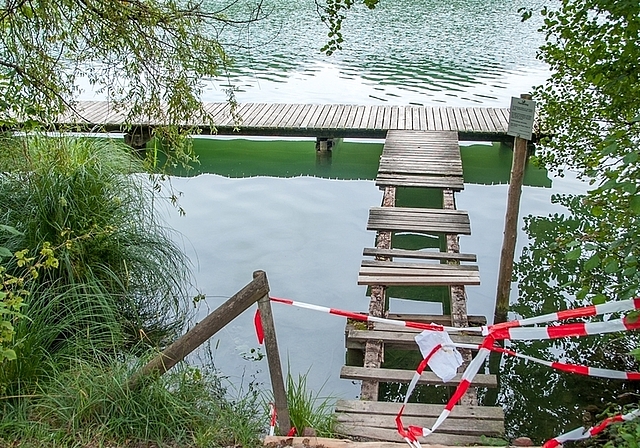 Vandalen haben bei einem alten Holzsteg Latten herausgerissen und auch die Sicherheitsabsperrung zerstört. (Bild sals)