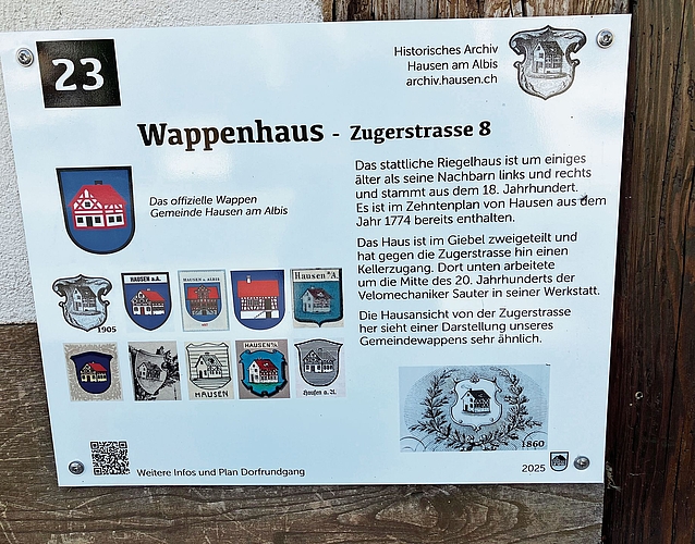 Das Haus an der Zugerstrasse 8 gleicht stark dem Hausemer Wappen.