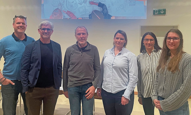 Das Projektteam mit Philipp Stuckert, Cédric Perrenoud, Beat Herger, Nicole Doppler, Esther Nievergelt und Mirjam Probst (von links). (Bild Sandra Isabél Claus)