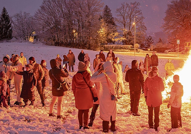 Die Flammen der brennenden Christbäume loderten trotz der winterlichen Umgebung. (Bilder Nico Ilic)