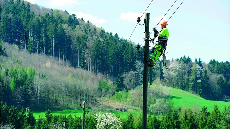 Arbeiten an Freileitungen. (Bild EKZ)