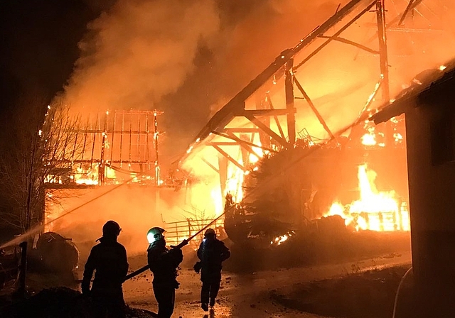 Der Brand zerstörte den Ökonomieteil bis auf das Fundament. (Bild zvg.)