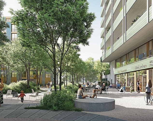 Der begrünte Innenbereich des «Brauiparks» mit viel Platz ist komplett verkehrsfrei gestaltet.

