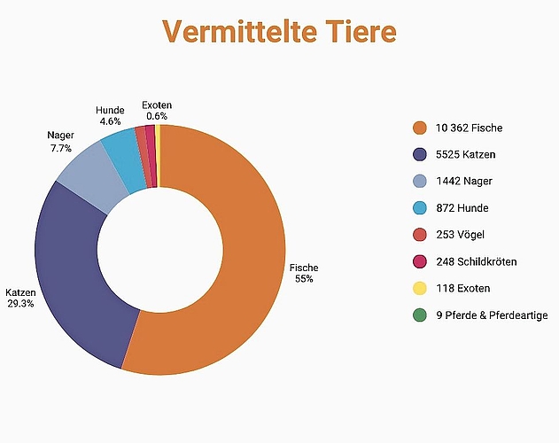 Wenn mehr Tiere aufgenommen werden müssen als vermittelt werden können, dann sind die Tierheime irgendwann überlastet. (Grafik STS-Tierschutzstatistik 2024) Wenn mehr Tiere aufgenommen werden müssen als vermittelt werden können, dann sind die Tierheime irgendwann überlastet. (Grafik STS-Tierschutzstatistik 2024)