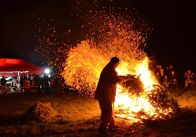«Feuermeister» Thomas Bietenholz legt nach: Ein weiteres Bäumchen landet in den Flammen. (Bilder Thomas Stöckli)