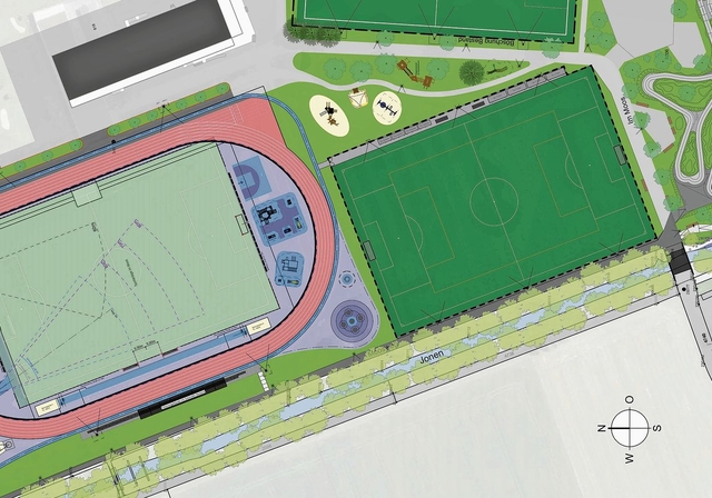 Übersichtsplan des Projektvorhabens auf der Sportanlage «Im Moos» in Affoltern. (Visualisierung zvg)