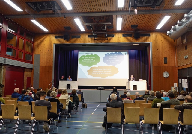 Die Mehrzweckhalle Wygarten während der Infoveranstaltung. (Bilder Marcus Weiss)