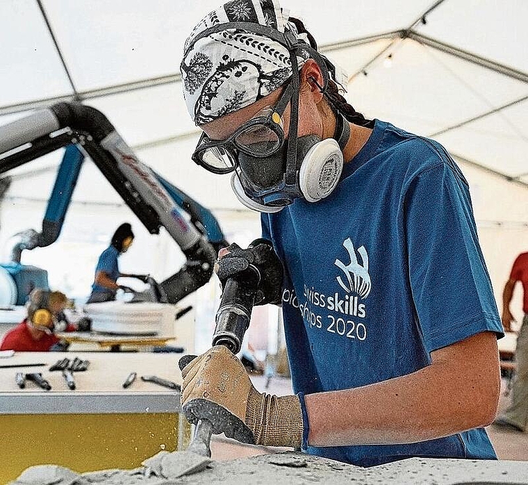 Steinmetzin Marlena Senne holte 2020 Gold an den Swiss Skills. (Archivbild zvg)