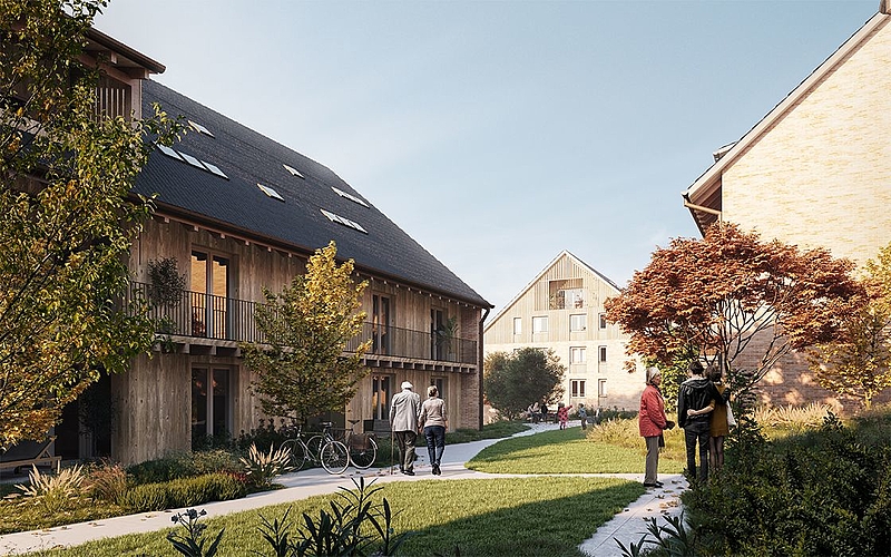 Die Genossenschaftswohnungen «Im Weierächer» in Wettswil umfassen 58 Wohnungen und wollen das altersdurchmischte Wohnen fördern. (Visualisierung Gewobag)