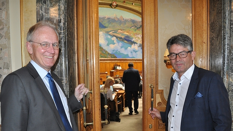 Bleibt die Türe in den Nationalrat nach dem 20. Oktober 2019 für beide Vertreter aus dem Säuliamt offen? Martin Haab (SVP, rechts) mit Hans-Ulrich Bigler (FDP). <em>(Bild Werner Schneiter)</em>
