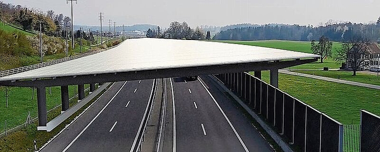 Das Interesse an einem Kraftwerk auf der A4 zwischen Knonau und Affoltern steigt. (Visualisierung zvg.)