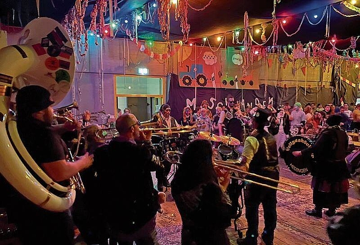 Die Hedinger «Vollgashöckler» spielten am Maskenball.
