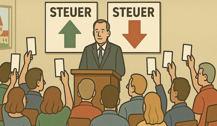 Die Steuern geben an den Gemeindeversammlungen zu reden. (Visualisierung KI-generiert)