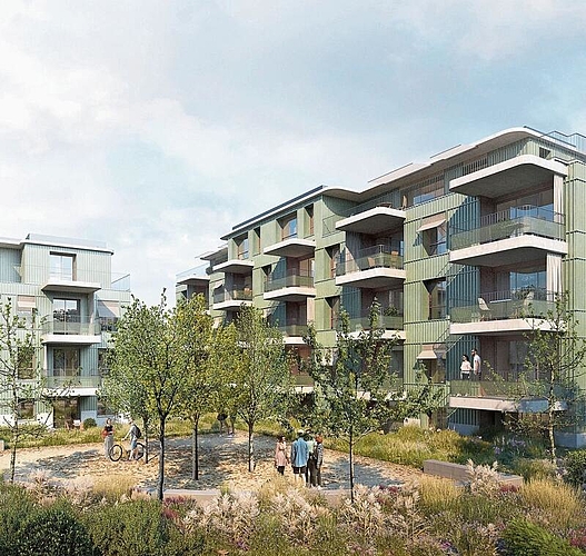 Die beiden neuen Wohnblöcke am Silberweg in Hedingen bieten Platz 
für 25 Wohnungen. (Visualisierung Gross Generalunternehmung AG)