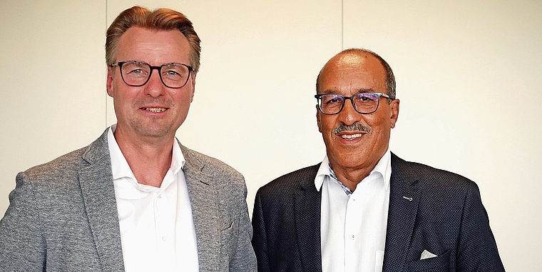 Sozialdienst-Geschäftsführer Alexander Schibli (links) mit Verwaltungsratspräsident Rico Roth. (Bild Martin Platter)