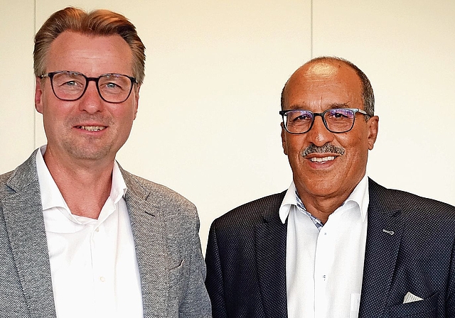 Sozialdienst-Geschäftsführer Alexander Schibli (links) mit Verwaltungsratspräsident Rico Roth. (Bild Martin Platter)