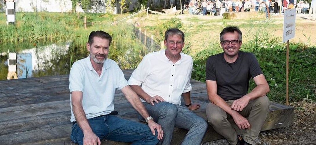 Die Protagonisten des Brauiparks, von links: Noldi Weibel, Bereichsleiter Tiefbau und Infrastruktur, Markus Gasser, Stadtrat, und Oliver Vogel, Parkraumgestalter. (Bilder Werner Schneiter)
