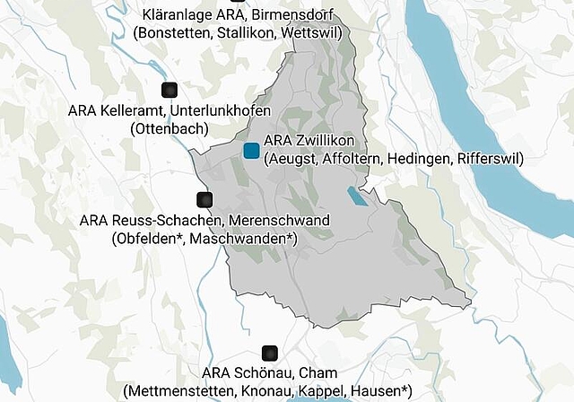 Zukünftige Verteilung der Abwasserreinigung im Bezirk Affoltern.