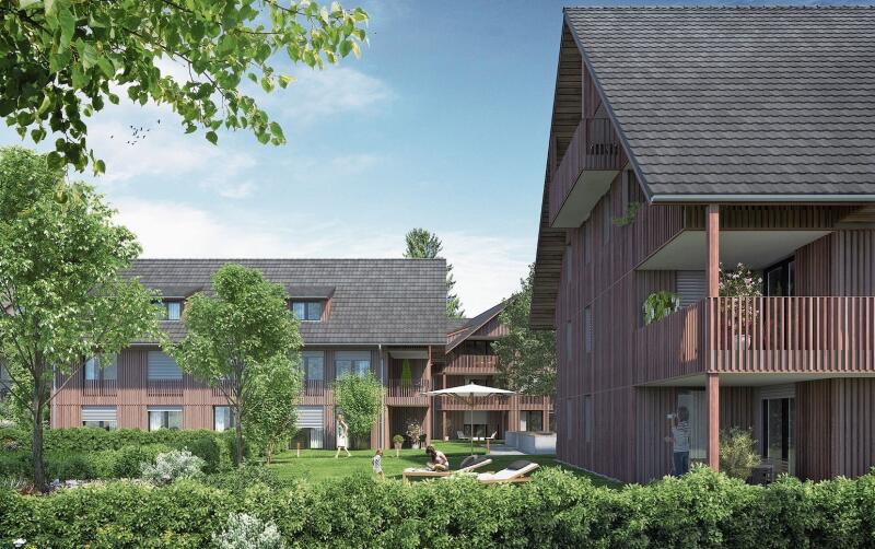 Die Überbauung «Lindenhof» in Maschwanden umfasst 19 Wohnungen. (Visualisierung entrée Generalunternehmung AG)