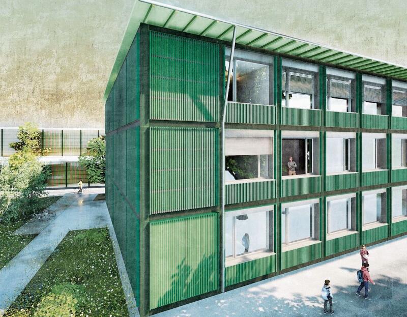 Der Holzmodulbau, wie er nach Dübendorf auch in Affoltern geplant ist. Die Farben werden in Naturtönen gehalten sein. (Bild Bauart Architekten und Planer AG)