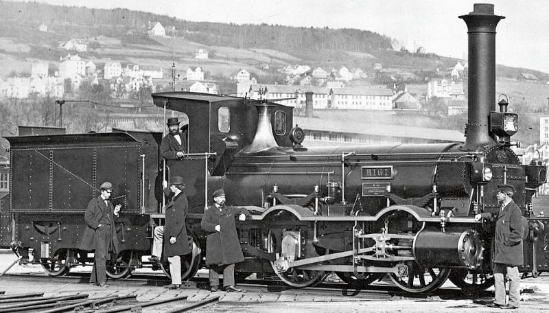 Eine von vier Güter-Lokomotiven der Firma Kessler in Esslingen (D). Eine Schwesterlok hiess sinnigerweise «Reppisch». (Bild Baugeschichtliches Archiv der Stadt Zürich, BAZ_063209)