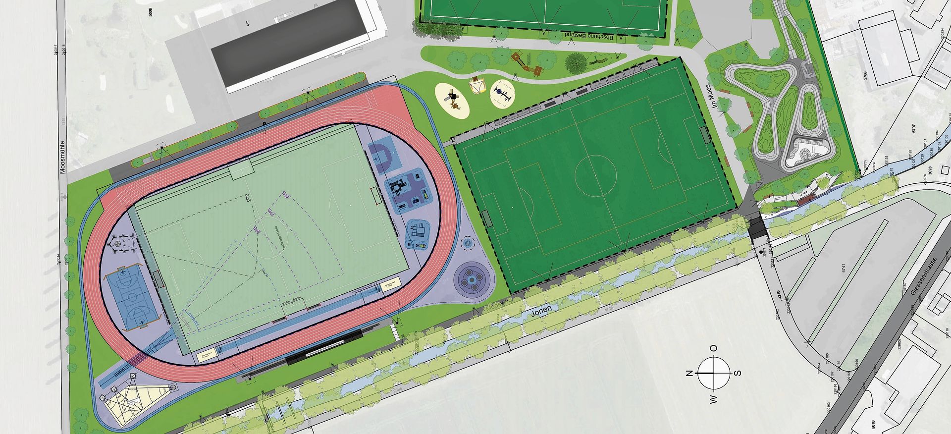 Übersichtsplan des Projektvorhabens auf der Sportanlage «Im Moos» in Affoltern. (Visualisierung zvg)