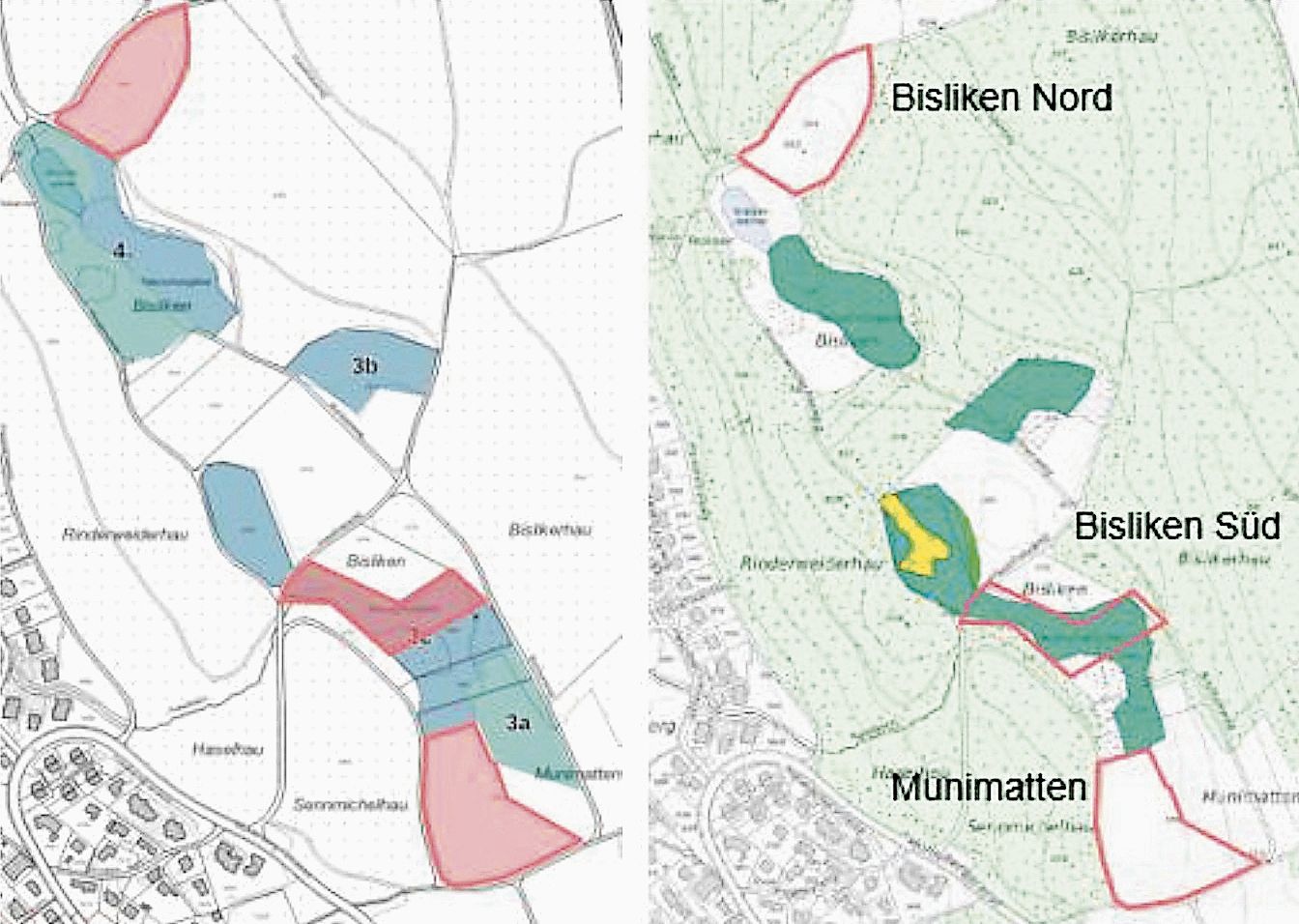 Die betroffenen Flächen (rot) befinden sich im Bereich kantonaler (links) und nationaler (rechts) Naturschutzgebiete. (Quelle: Baustelleninfo Baudirektion Kanton ZH) Die betroffenen Flächen (rot) befinden sich im Bereich kantonaler (links) und nationaler (rechts) Naturschutzgebiete. (Quelle: Baustelleninfo Baudirektion Kanton ZH)