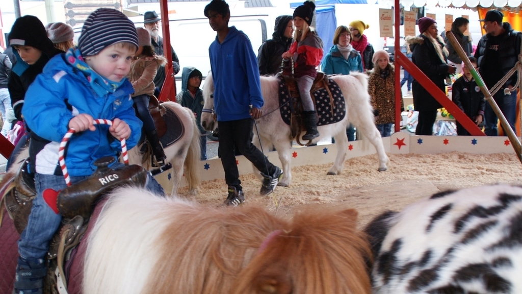 Gemächliche Runden beim Ponyreiten.