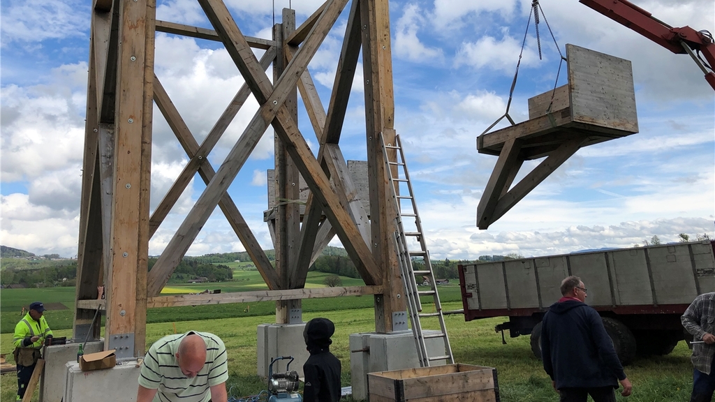 Der RTF-Tower wird am Ende eine Höhe von rund 12 Metern haben. <em>(Bild RTF Obfelden.)</em> Der RTF-Tower wird am Ende eine Höhe von rund 12 Metern haben. <em>(Bild RTF Obfelden.)</em>